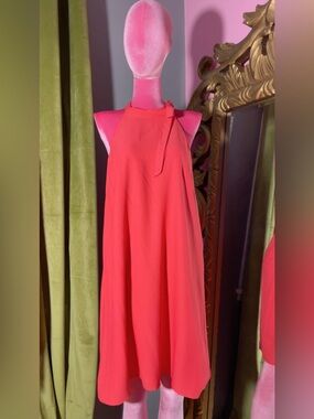 Nicole Miller Coral Pink Halter Maxi Dress